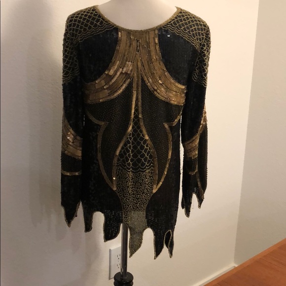 VINTAGE HAND BEADED Long Sleeve Top | Gatsby Feel - Picture 5 of 8